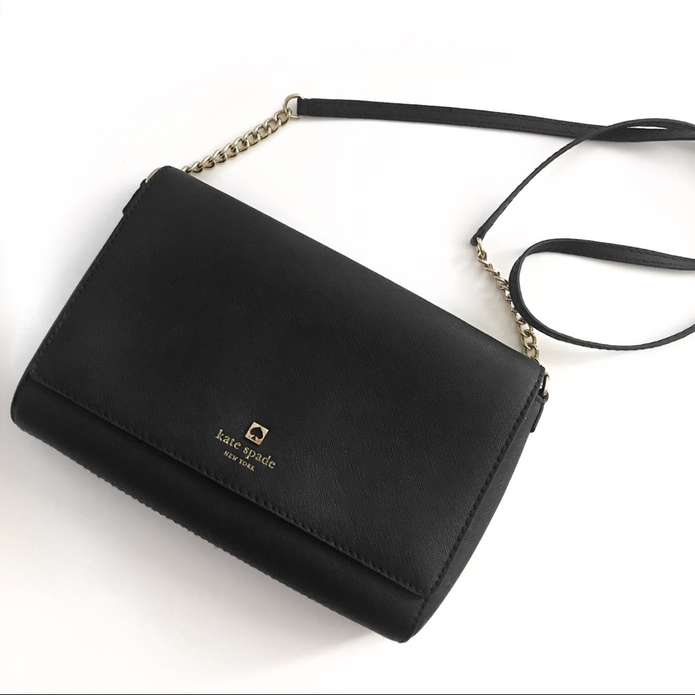 Kate Spade Black Crossbody Bag with Gold Chain
